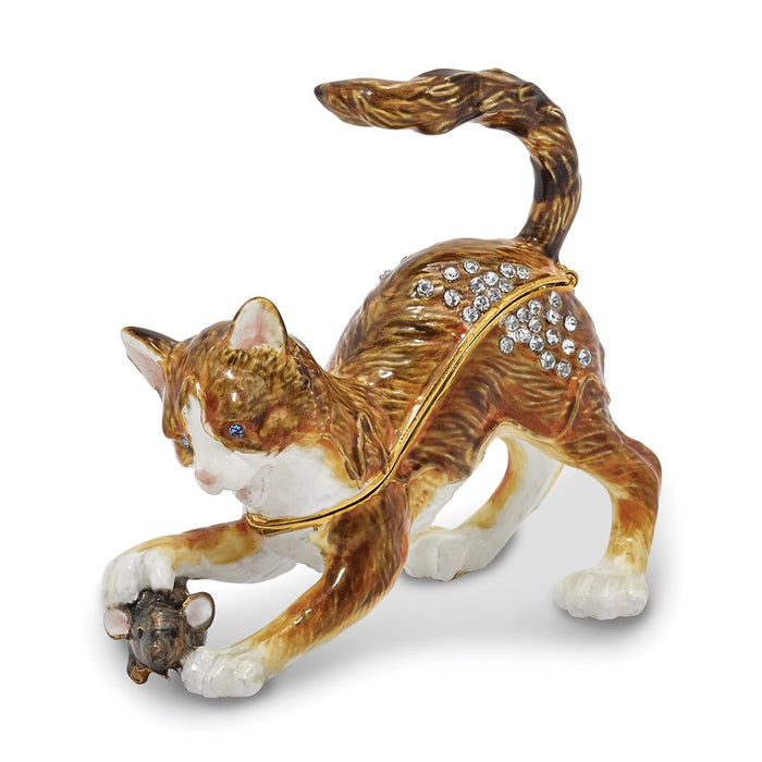 Jere Luxury Giftware, Bejeweled THOM & JERE Cat & Mouse Trinket Box with Matching Pendant