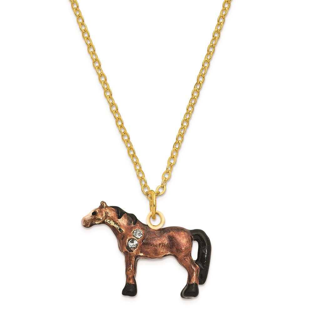 Jere Luxury Giftware, Bejeweled HARRIET Brown Horse Trinket Box with Matching Pendant Trinket Box & Keepsake Container Collectible Gift by Jere Luxury Giftware