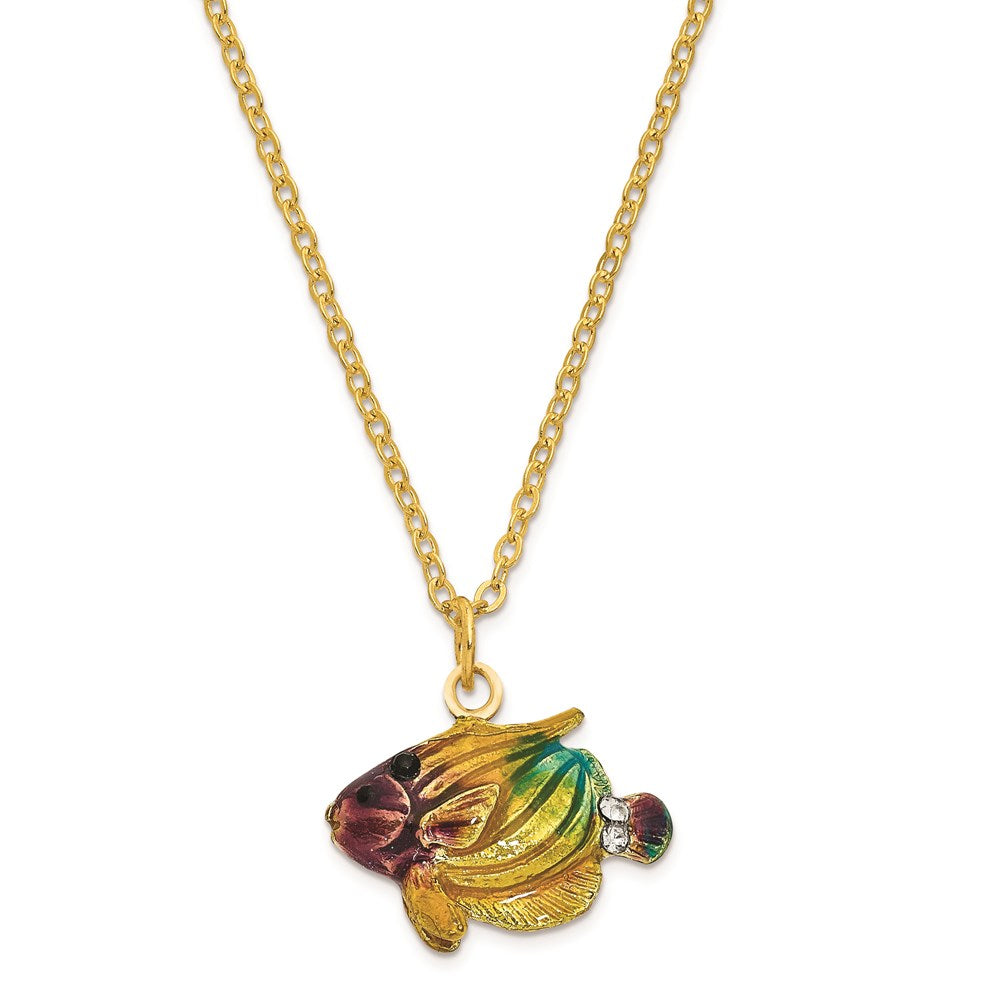 Jere Luxury Giftware, Bejeweled CLYDE Kaleidoscope Fish Trinket Box with Matching Pendant Trinket Box & Keepsake Container Collectible Gift by Jere Luxury Giftware