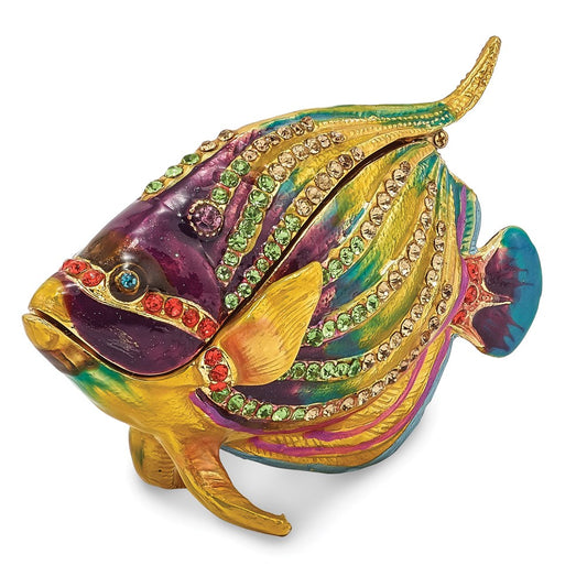 Jere Luxury Giftware, Bejeweled CLYDE Kaleidoscope Fish Trinket Box with Matching Pendant Trinket Box & Keepsake Container Collectible Gift by Jere Luxury Giftware