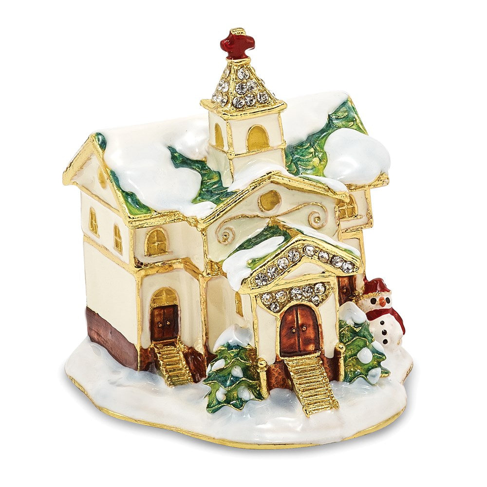 Jere Luxury Giftware, Bejeweled REJOICE Winter Church Trinket Box with Matching Pendant Trinket Box & Keepsake Container Collectible Gift by Jere Luxury Giftware
