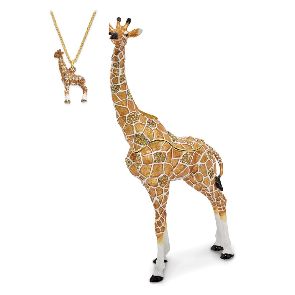 Jere Luxury Giftware, Bejeweled ELLISON Elegant Giraffe Trinket Box with Matching Pendant Trinket Box & Keepsake Container Collectible Gift by Jere Luxury Giftware