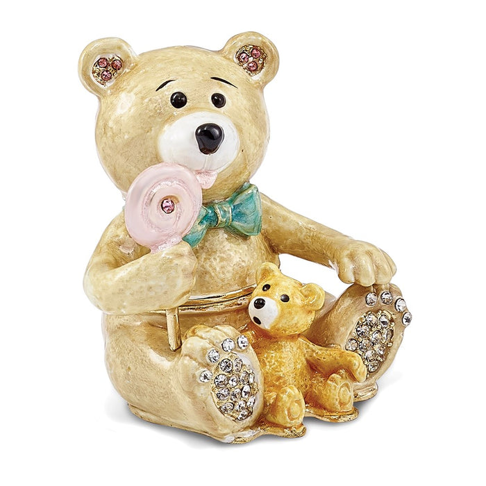 Jere Luxury Giftware, Bejeweled LOLLY BEARS Teddy Bears Trinket Box with Matching Pendant