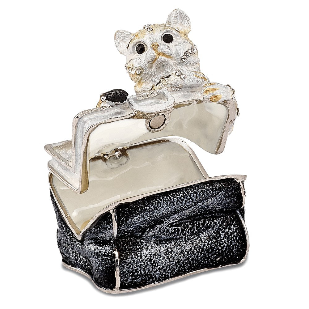 Jere Luxury Giftware, Bejeweled MISS KITTY Cat in Purse Trinket Box with Matching Pendant Trinket Box & Keepsake Container Collectible Gift by Jere Luxury Giftware