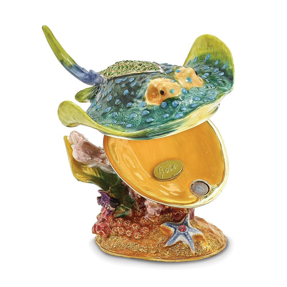 Jere Luxury Giftware, Bejeweled BARBY Stingray Trinket Box with Matching Pendant Trinket Box & Keepsake Container Collectible Gift by Jere Luxury Giftware