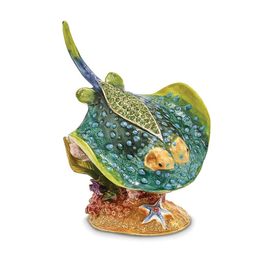 Jere Luxury Giftware, Bejeweled BARBY Stingray Trinket Box with Matching Pendant Trinket Box & Keepsake Container Collectible Gift by Jere Luxury Giftware