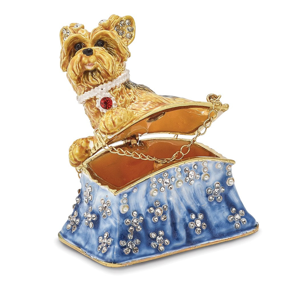 Jere Luxury Giftware, Bejeweled TWINKLES Yorkshire Terrier in Tote Trinket Box with Matching Pendant Trinket Box & Keepsake Container Collectible Gift by Jere Luxury Giftware