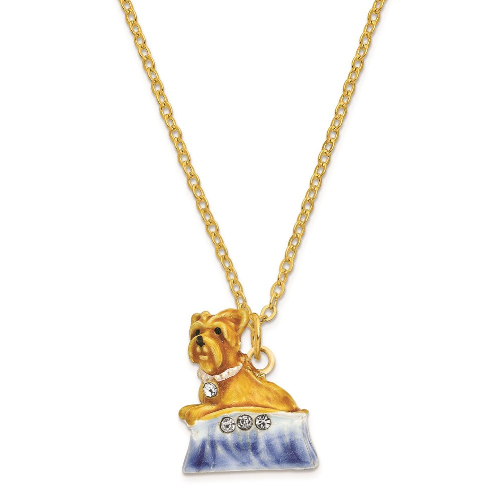 Jere Luxury Giftware, Bejeweled TWINKLES Yorkshire Terrier in Tote Trinket Box with Matching Pendant Trinket Box & Keepsake Container Collectible Gift by Jere Luxury Giftware