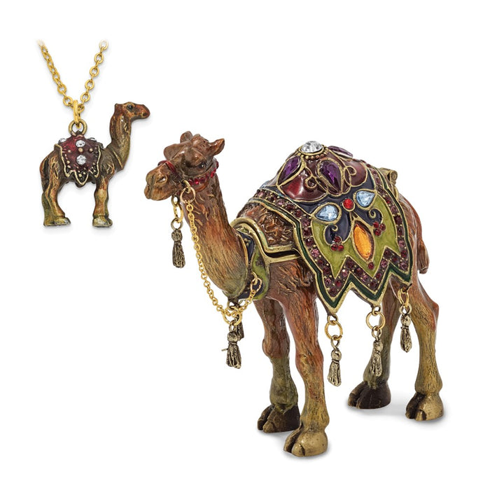 Jere Luxury Giftware, Bejeweled AMIR Prince of the Desert Camel Trinket Box with Matching Pendant