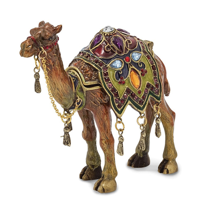 Jere Luxury Giftware, Bejeweled AMIR Prince of the Desert Camel Trinket Box with Matching Pendant