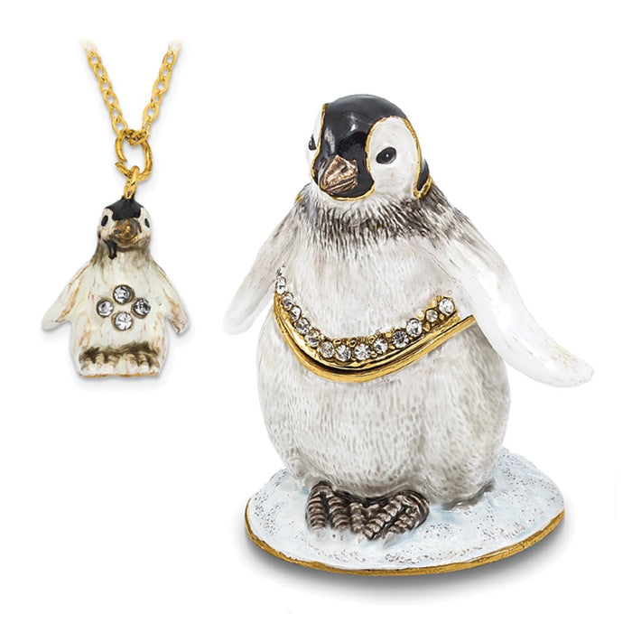 Jere Luxury Giftware, Bejeweled PEEPS Baby Penguin Trinket Box with Matching Pendant