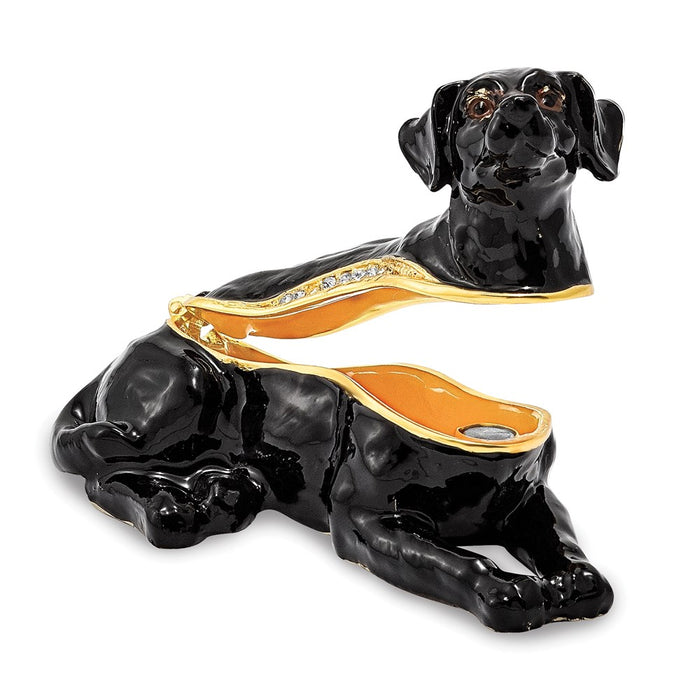 Jere Luxury Giftware, Bejeweled KOOP Black Labrador Retriever Trinket Box with Matching Pendant