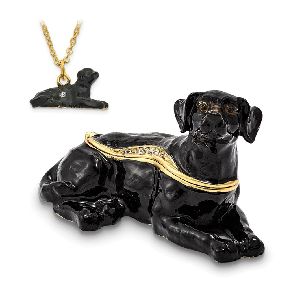 Jere Luxury Giftware, Bejeweled KOOP Black Labrador Retriever Trinket Box with Matching Pendant Trinket Box & Keepsake Container Collectible Gift by Jere Luxury Giftware