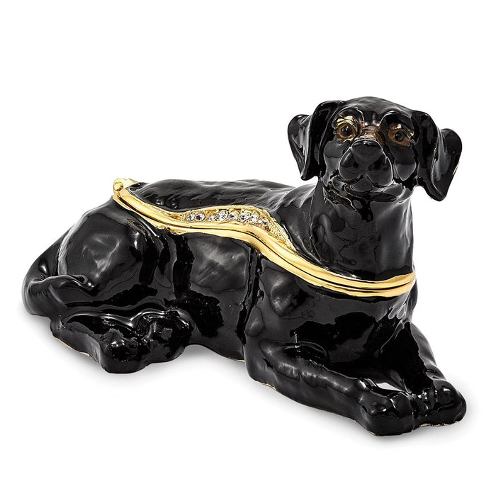 Jere Luxury Giftware, Bejeweled KOOP Black Labrador Retriever Trinket Box with Matching Pendant