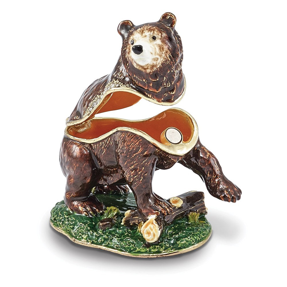 Jere Luxury Giftware, Bejeweled CODY Kodiak Bear Trinket Box with Matching Pendant Trinket Box & Keepsake Container Collectible Gift by Jere Luxury Giftware