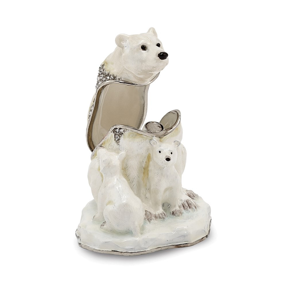 Jere Luxury Giftware, Bejeweled MAMA BEAR w/AVA & ASHER Polar Bears Trinket Box with Matching Pendant Trinket Box & Keepsake Container Collectible Gift by Jere Luxury Giftware