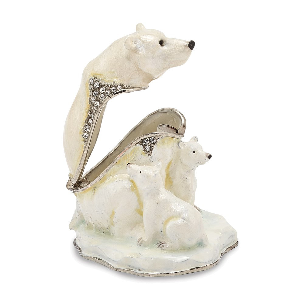 Jere Luxury Giftware, Bejeweled MAMA BEAR w/AVA & ASHER Polar Bears Trinket Box with Matching Pendant Trinket Box & Keepsake Container Collectible Gift by Jere Luxury Giftware
