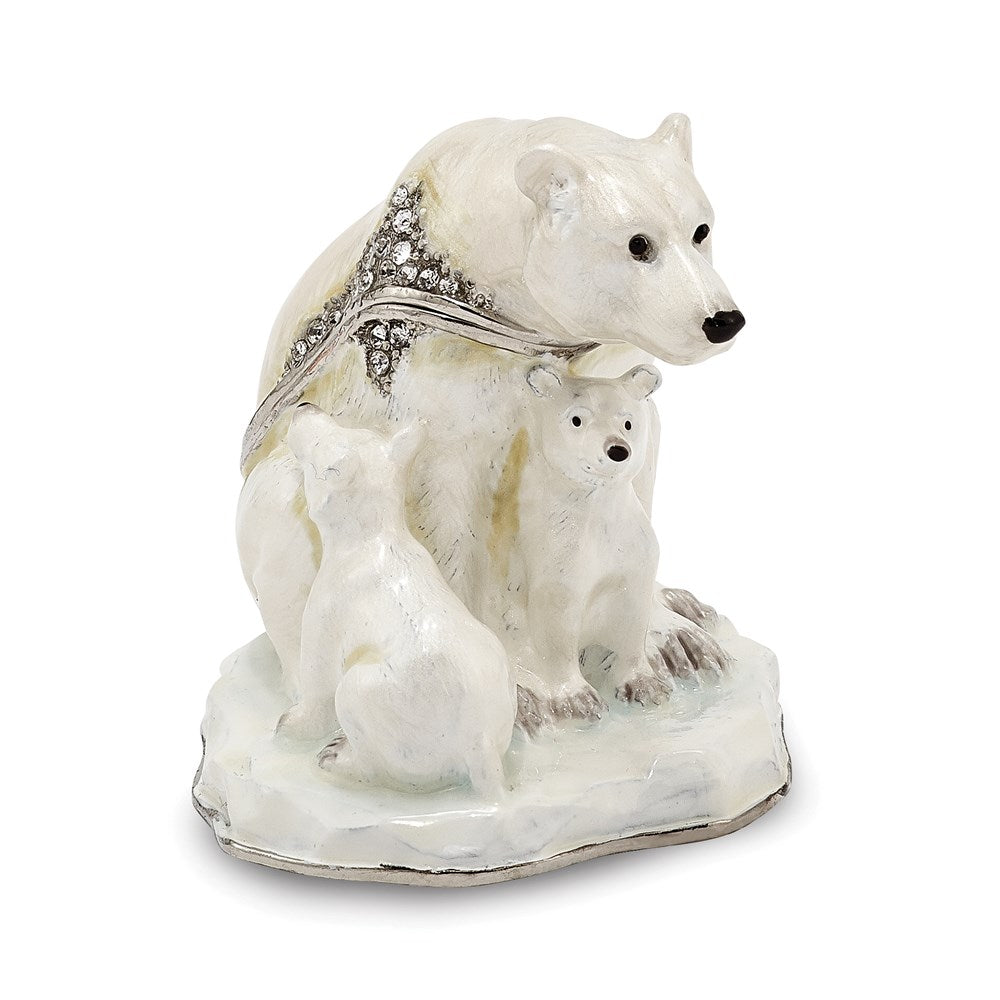 Jere Luxury Giftware, Bejeweled MAMA BEAR w/AVA & ASHER Polar Bears Trinket Box with Matching Pendant Trinket Box & Keepsake Container Collectible Gift by Jere Luxury Giftware
