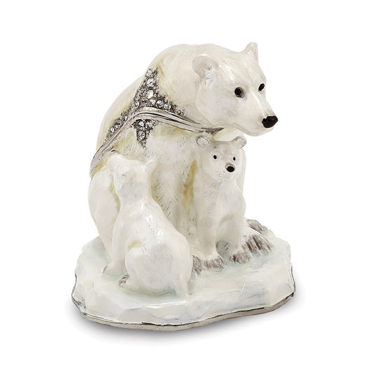 Jere Luxury Giftware, Bejeweled MAMA BEAR w/AVA & ASHER Polar Bears Trinket Box with Matching Pendant Trinket Box & Keepsake Container Collectible Gift by Jere Luxury Giftware