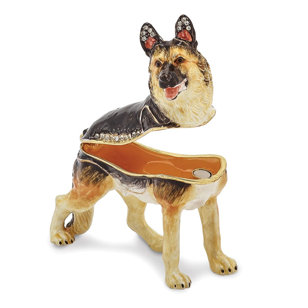 Jere Luxury Giftware, Bejeweled ZEUS German Shepherd Trinket Box with Matching Pendant Trinket Box & Keepsake Container Collectible Gift by Jere Luxury Giftware