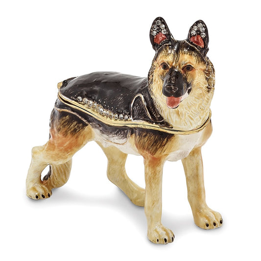 Jere Luxury Giftware, Bejeweled ZEUS German Shepherd Trinket Box with Matching Pendant Trinket Box & Keepsake Container Collectible Gift by Jere Luxury Giftware