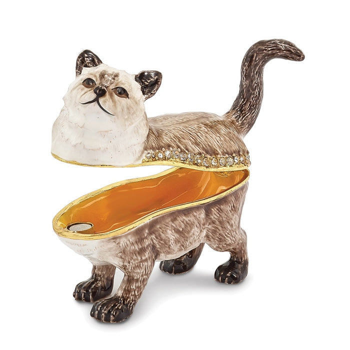 Jere Luxury Giftware, Bejeweled LAYSA Himalayan Cat Trinket Box with Matching Pendant