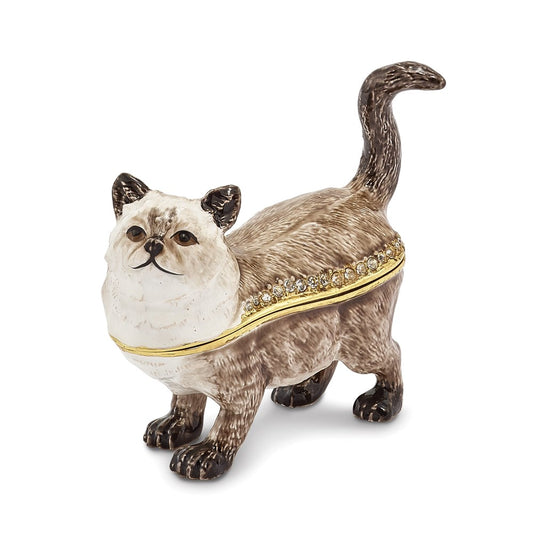 Jere Luxury Giftware, Bejeweled LAYSA Himalayan Cat Trinket Box with Matching Pendant Trinket Box & Keepsake Container Collectible Gift by Jere Luxury Giftware