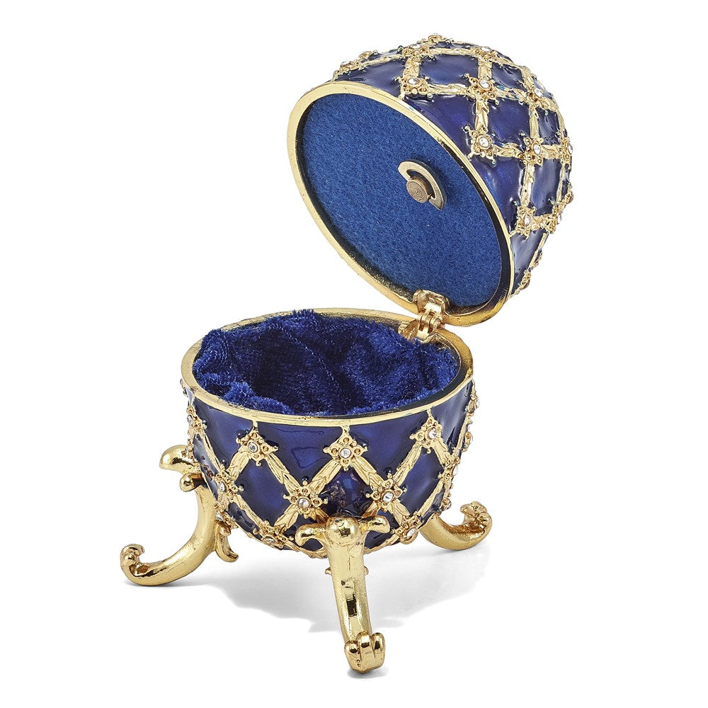 Jere Luxury Giftware, Bejeweled GRAND ROYAL BLUE (Plays Unchained Melody) Musical Egg with Matching Pendant Trinket Box & Keepsake Container Collectible Gift by Jere Luxury Giftware