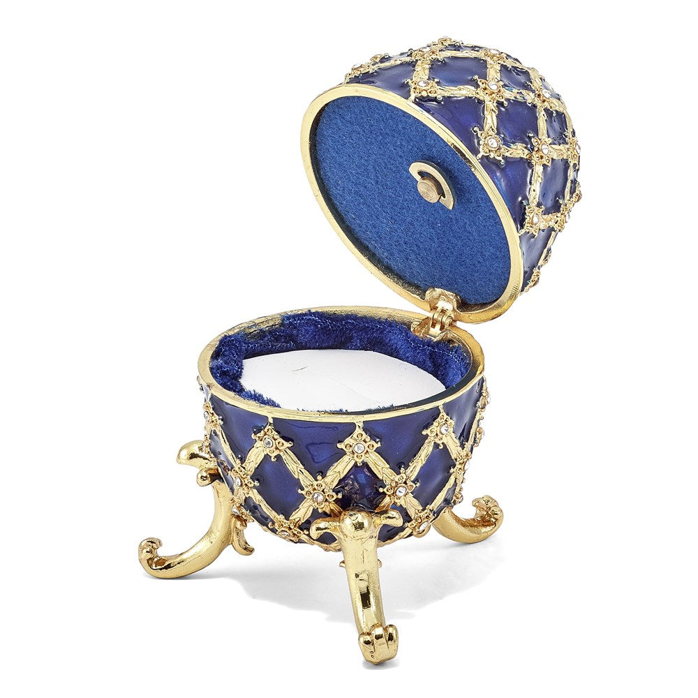 Jere Luxury Giftware, Bejeweled GRAND ROYAL BLUE (Plays Unchained Melody) Musical Egg with Matching Pendant Trinket Box & Keepsake Container Collectible Gift by Jere Luxury Giftware