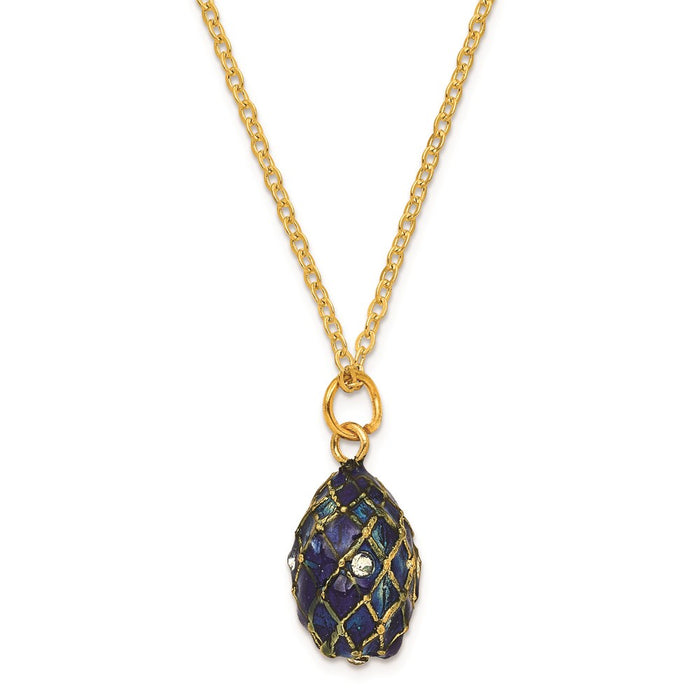 Jere Luxury Giftware, Bejeweled GRAND ROYAL BLUE (Plays Unchained Melody) Musical Egg with Matching Pendant