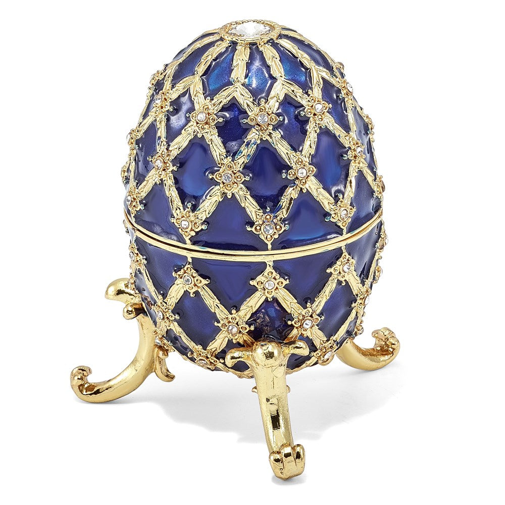 Jere Luxury Giftware, Bejeweled GRAND ROYAL BLUE (Plays Unchained Melody) Musical Egg with Matching Pendant Trinket Box & Keepsake Container Collectible Gift by Jere Luxury Giftware