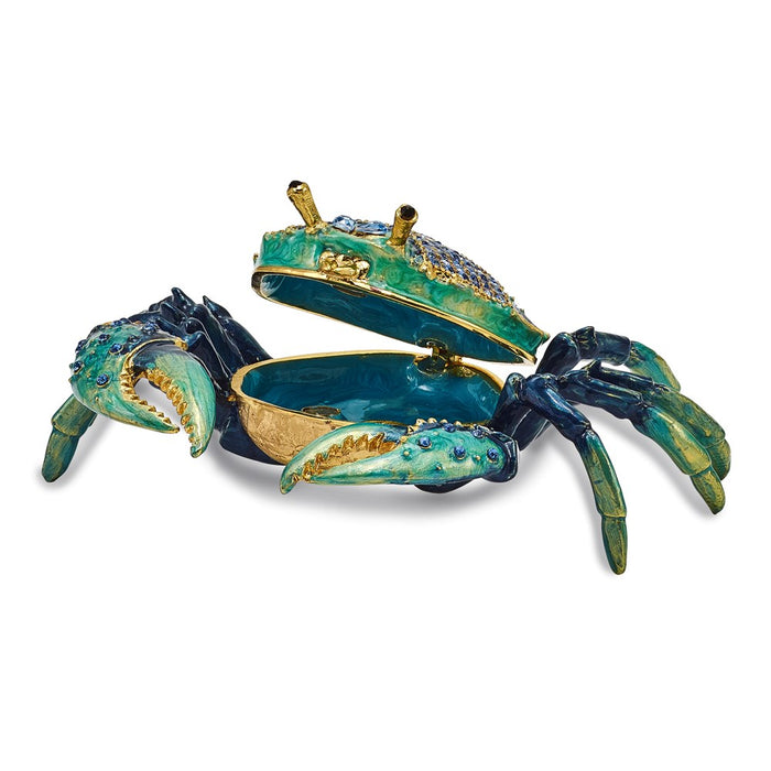 Jere Luxury Giftware, Bejeweled CHESAPEAKE Blue Crab Trinket Box with Matching Pendant