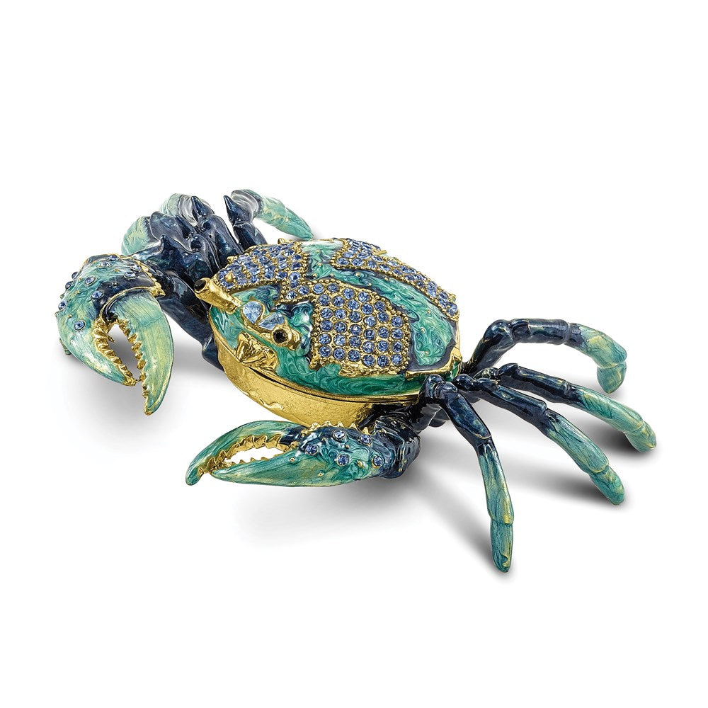 Jere Luxury Giftware, Bejeweled CHESAPEAKE Blue Crab Trinket Box with Matching Pendant Trinket Box & Keepsake Container Collectible Gift by Jere Luxury Giftware