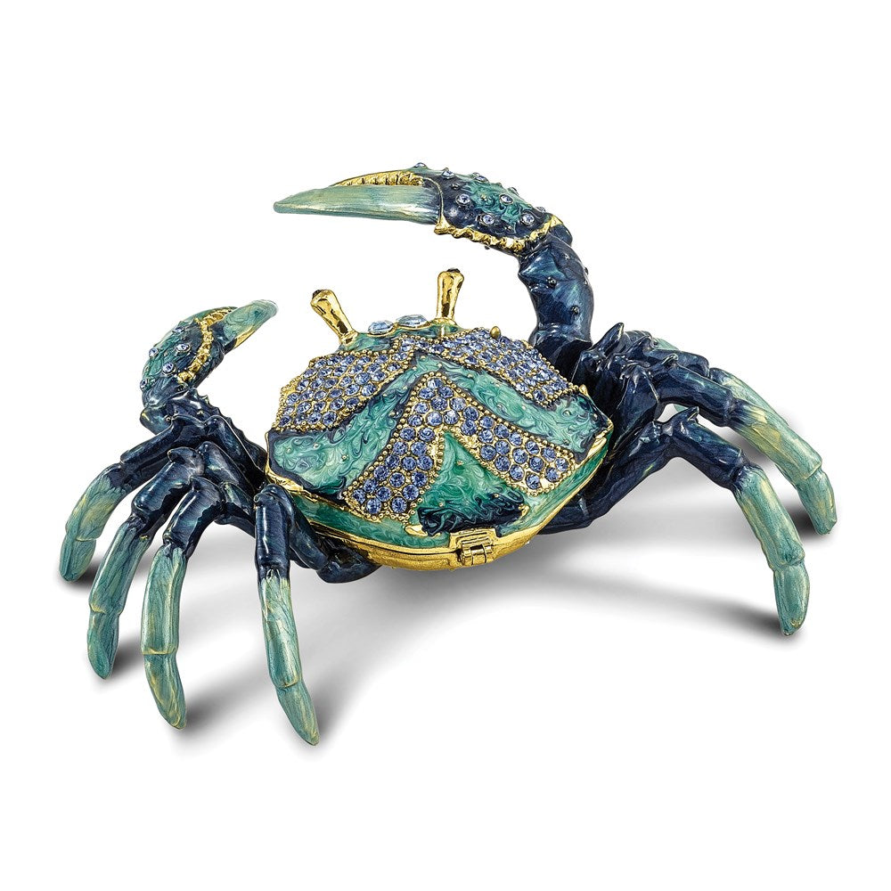 Jere Luxury Giftware, Bejeweled CHESAPEAKE Blue Crab Trinket Box with Matching Pendant Trinket Box & Keepsake Container Collectible Gift by Jere Luxury Giftware