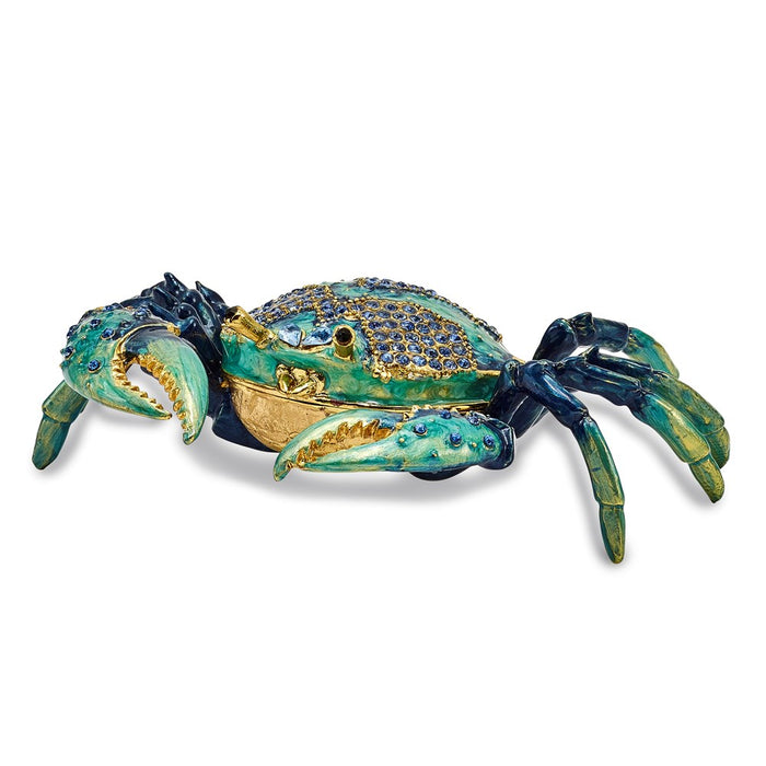 Jere Luxury Giftware, Bejeweled CHESAPEAKE Blue Crab Trinket Box with Matching Pendant