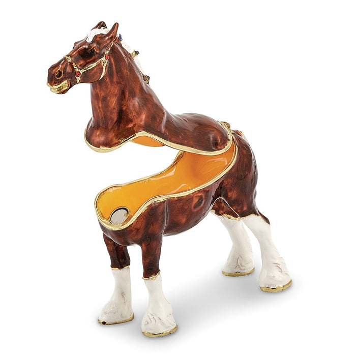 Jere Luxury Giftware, Bejeweled BUD Clydesdale Horse Trinket Box with Matching Pendant
