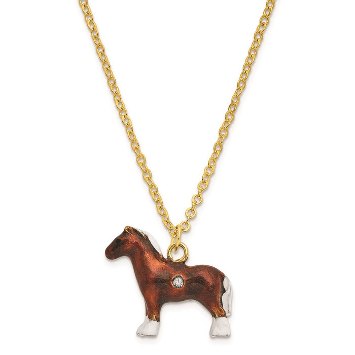 Jere Luxury Giftware, Bejeweled BUD Clydesdale Horse Trinket Box with Matching Pendant