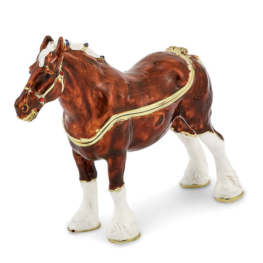 Jere Luxury Giftware, Bejeweled BUD Clydesdale Horse Trinket Box with Matching Pendant Trinket Box & Keepsake Container Collectible Gift by Jere Luxury Giftware