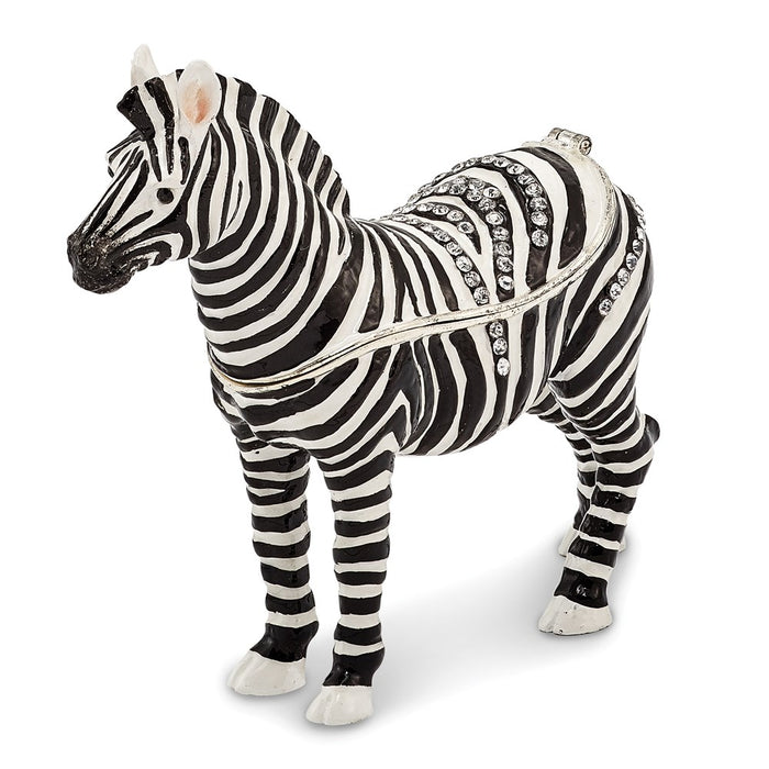 Jere Luxury Giftware, Bejeweled ZACH Zebra Trinket Box with Matching Pendant