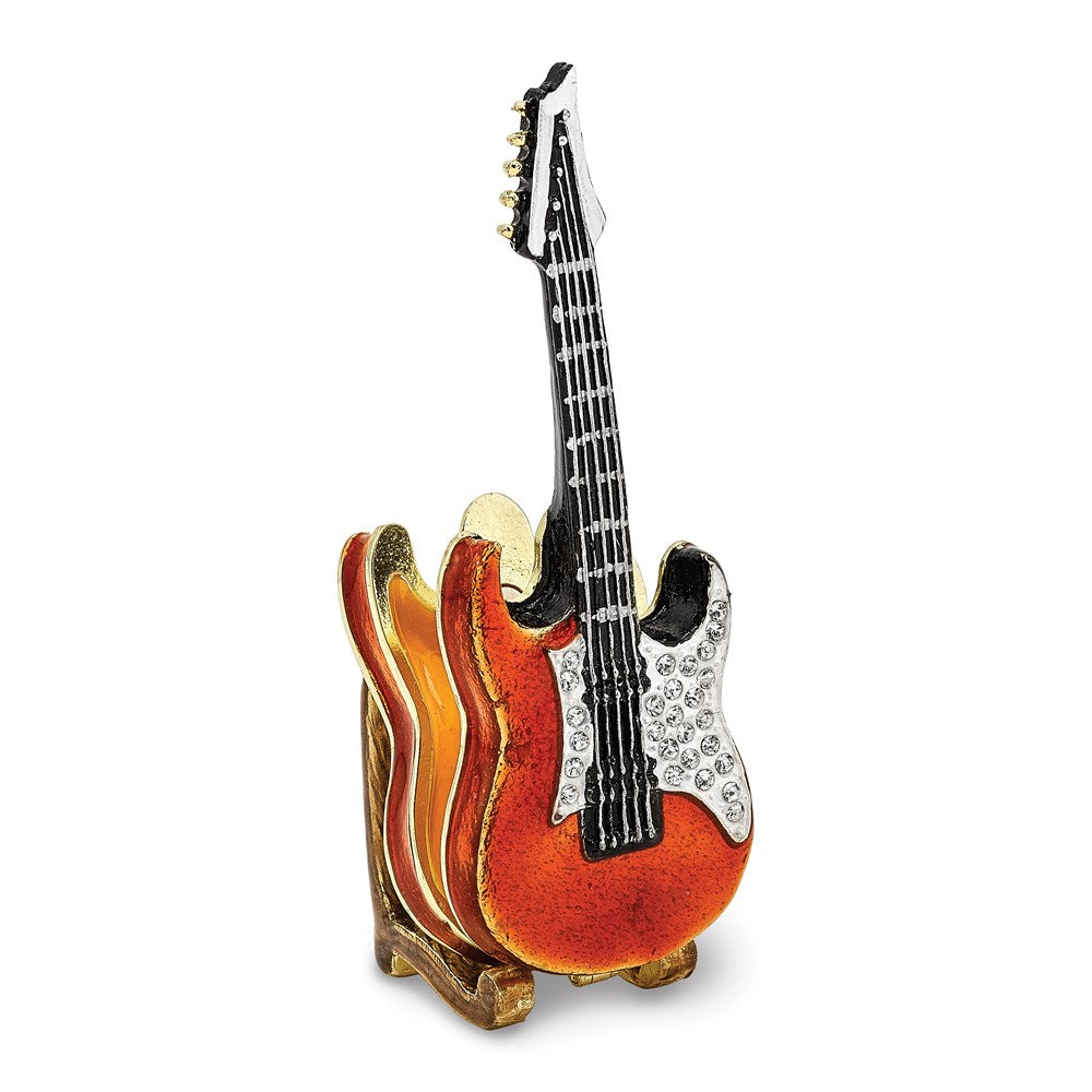 Jere Luxury Giftware, Bejeweled STRUMMIN' TUNES Red Guitar Trinket Box with Matching Pendant Trinket Box & Keepsake Container Collectible Gift by Jere Luxury Giftware