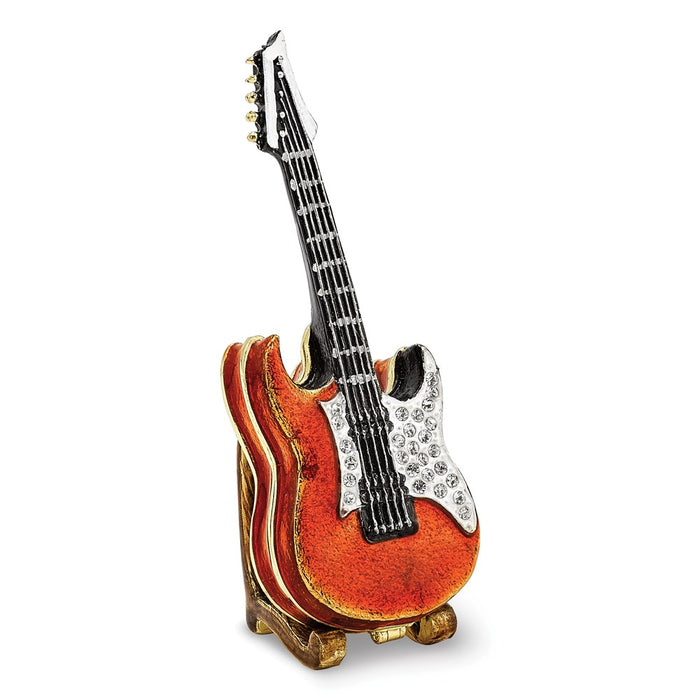 Jere Luxury Giftware, Bejeweled STRUMMIN' TUNES Red Guitar Trinket Box with Matching Pendant