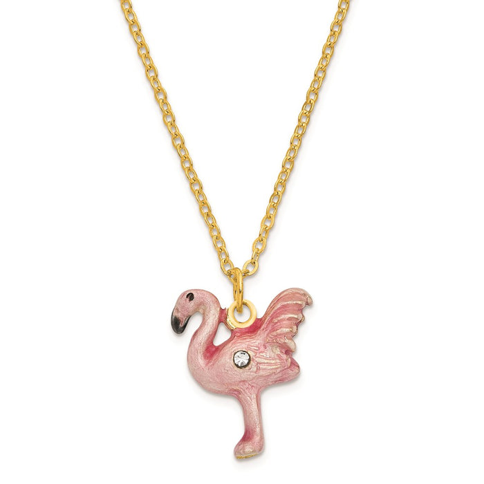 Jere Luxury Giftware, Bejeweled JEZEBEL Pink Flamingo Trinket Box with Matching Pendant