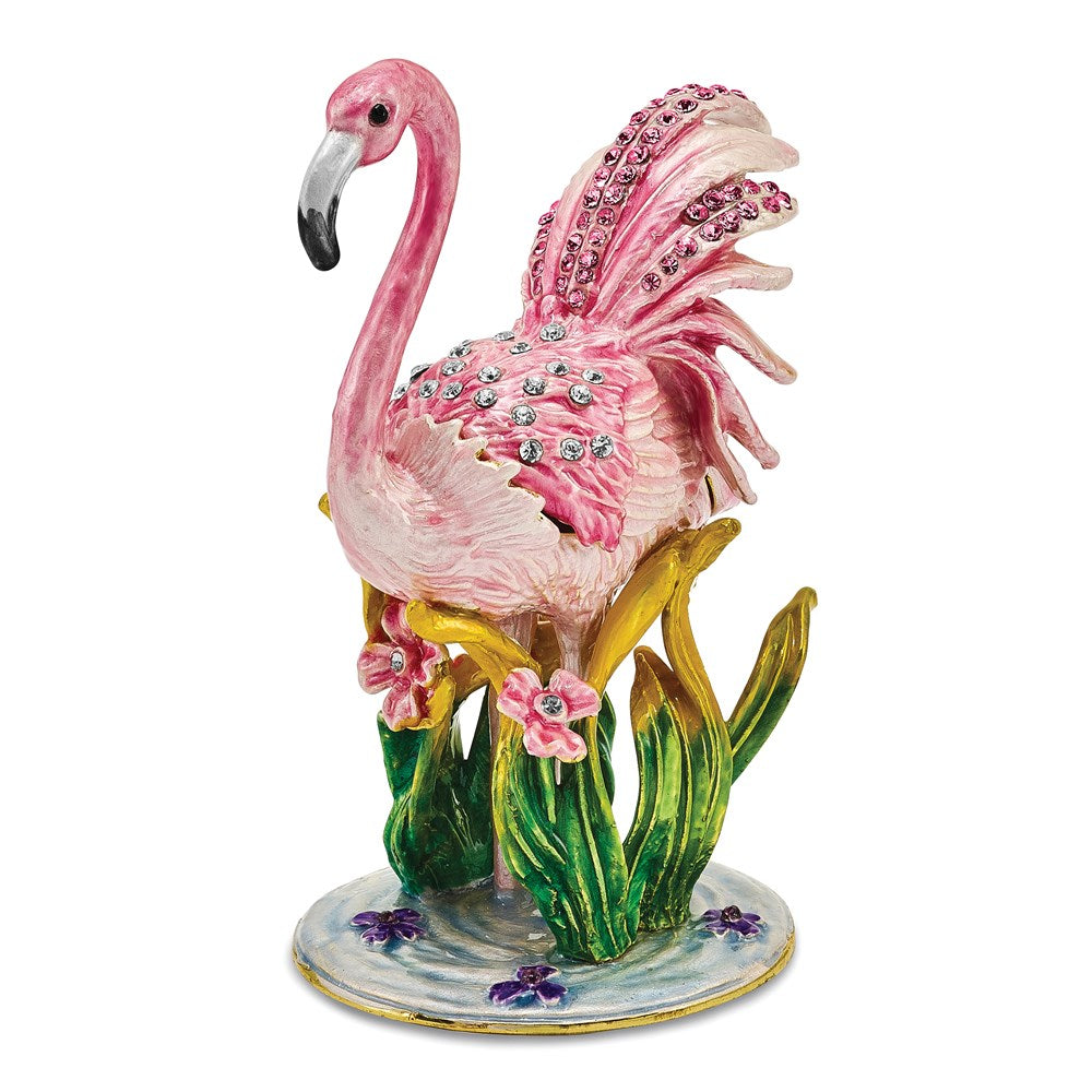 Jere Luxury Giftware, Bejeweled JEZEBEL Pink Flamingo Trinket Box with Matching Pendant Trinket Box & Keepsake Container Collectible Gift by Jere Luxury Giftware