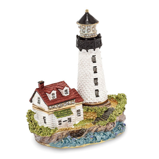 Jere Luxury Giftware, Bejeweled LUMI Guiding Lighthouse Trinket Box with Matching Pendant Trinket Box & Keepsake Container Collectible Gift by Jere Luxury Giftware