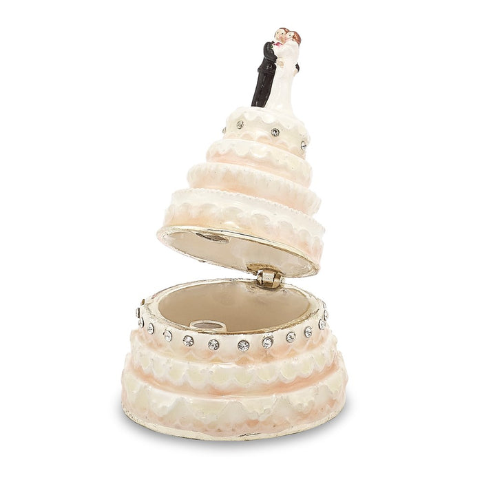 Jere Luxury Giftware, Bejeweled I DO Wedding Cake Trinket Box with Matching Pendant