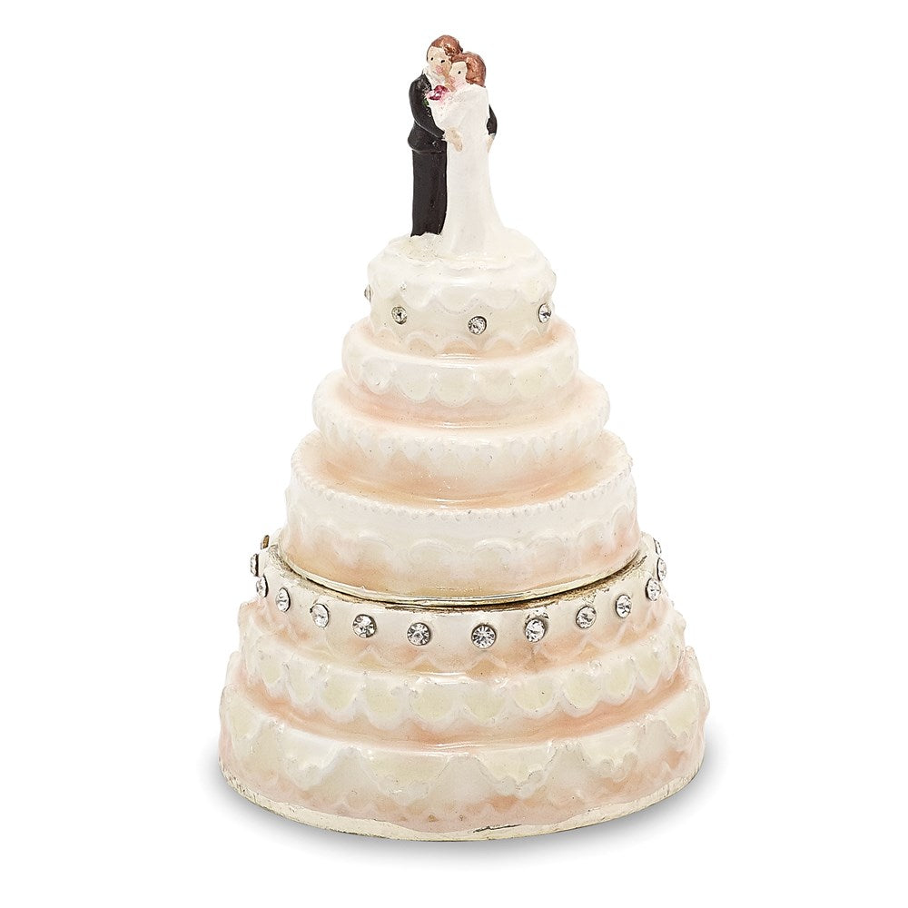 Jere Luxury Giftware, Bejeweled I DO Wedding Cake Trinket Box with Matching Pendant Trinket Box & Keepsake Container Collectible Gift by Jere Luxury Giftware