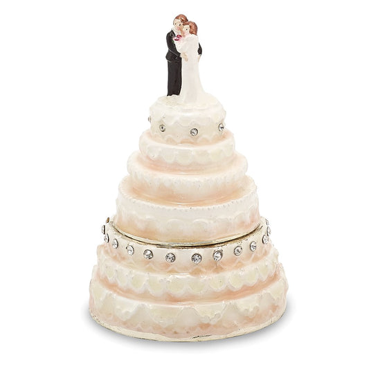 Jere Luxury Giftware, Bejeweled I DO Wedding Cake Trinket Box with Matching Pendant Trinket Box & Keepsake Container Collectible Gift by Jere Luxury Giftware