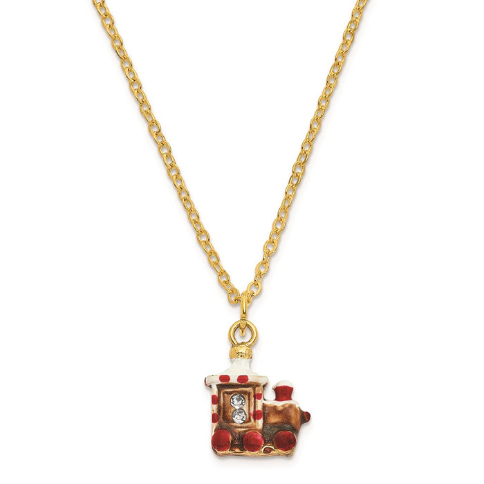Jere Luxury Giftware, Bejeweled CANDY CANE Train Trinket Box with Matching Pendant