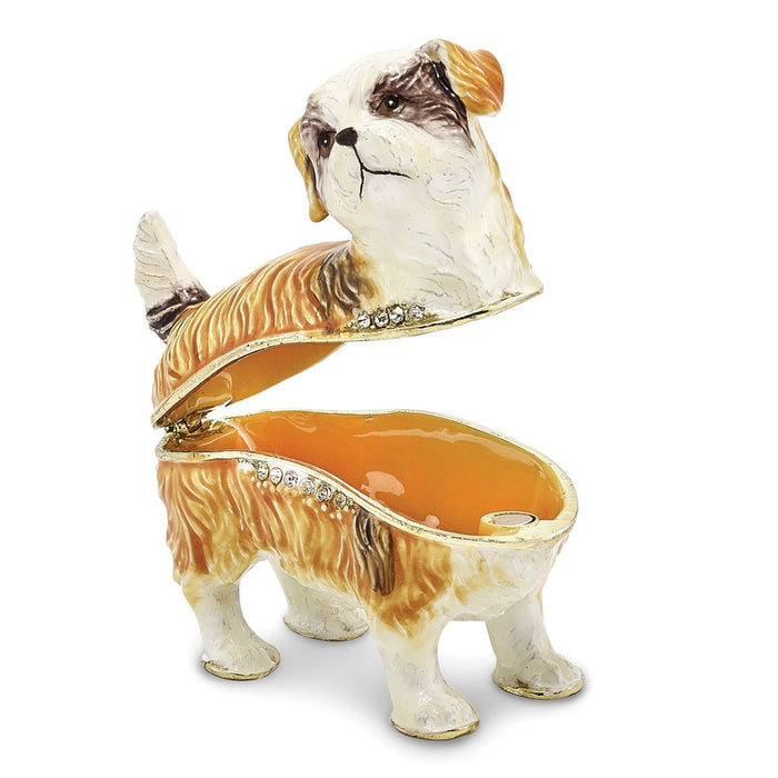 Jere Luxury Giftware, Bejeweled SALLY Shih Tzu Trinket Box with Matching Pendant