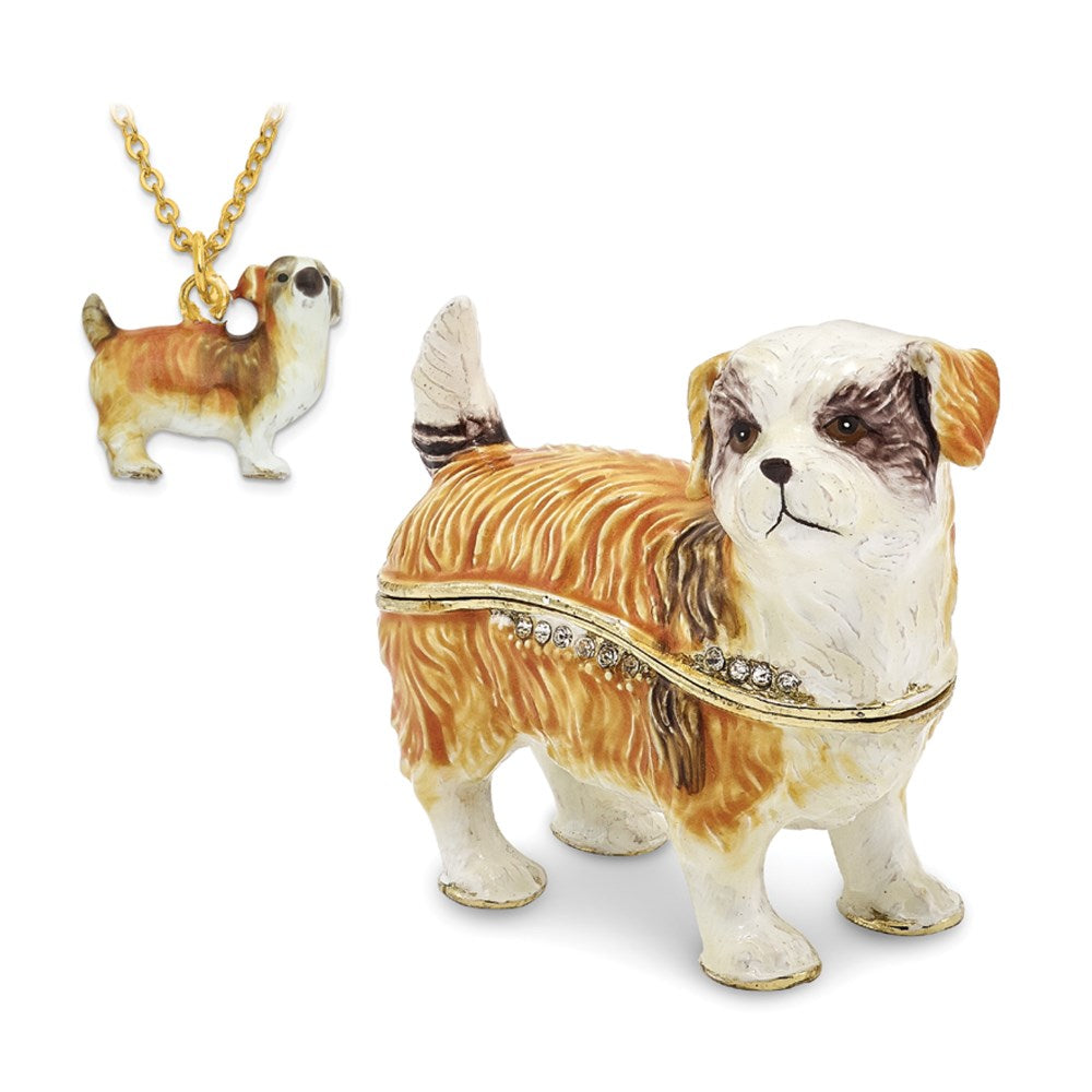 Jere Luxury Giftware, Bejeweled SALLY Shih Tzu Trinket Box with Matching Pendant Trinket Box & Keepsake Container Collectible Gift by Jere Luxury Giftware